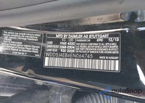 2014 Mercedes-Benz Cla 250 из США, поврежденный, VIN WDDSJ4EB6EN064745